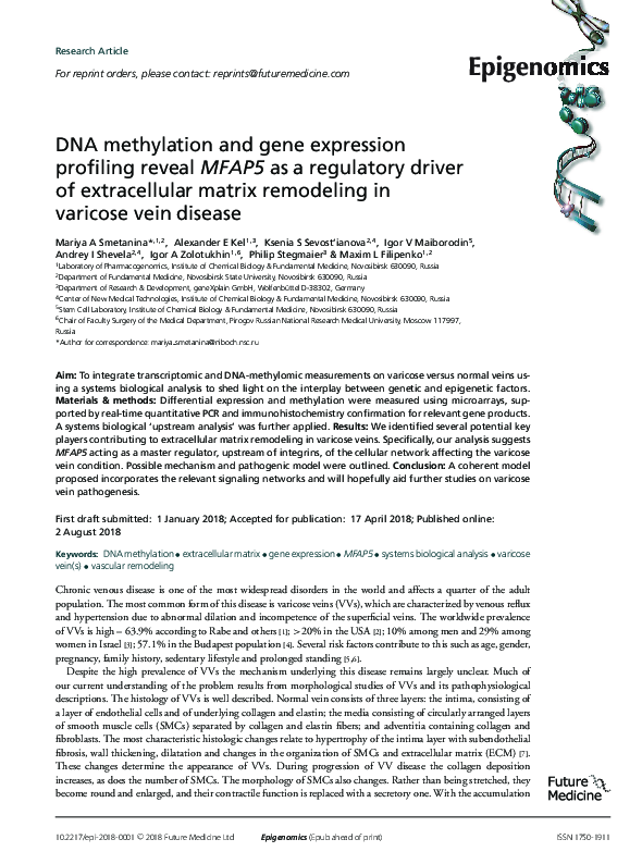 (PDF) DNA methylation and gene expression profiling reveal MFAP5 as a ...