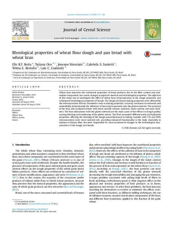 (PDF) Rheological Properties of Wheat Flour Dough and the Relationship ...