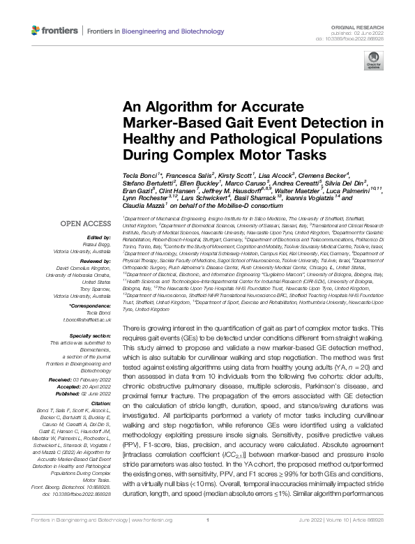 (PDF) An Algorithm for Accurate Marker-Based Gait Event Detection in ...