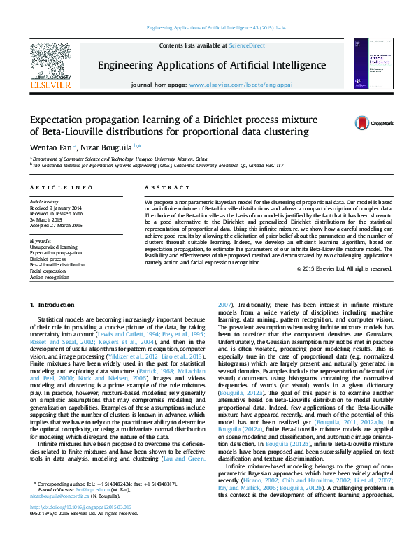 (PDF) Expectation propagation learning of a Dirichlet process mixture ...