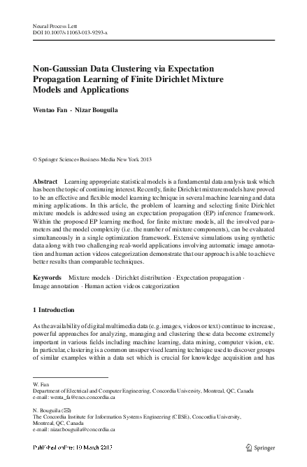 (PDF) Non-Gaussian Data Clustering via Expectation Propagation Learning ...