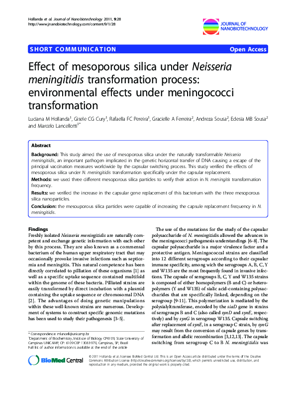 (PDF) Effect of mesoporous silica under Neisseria meningitidis ...