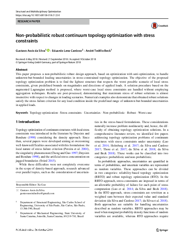(PDF) Non-probabilistic robust continuum topology optimization with ...