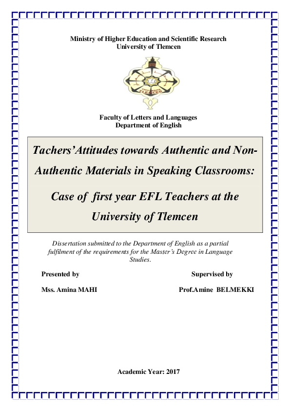 PDF) Tachers&rsquo;Attitudes towards Authentic and NonAuthentic 