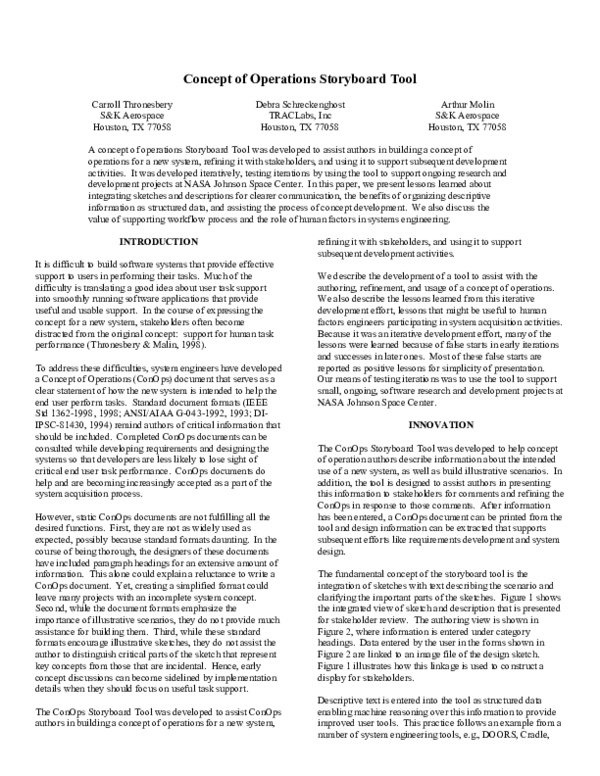 (PDF) Concept of Operations Storyboard Tool