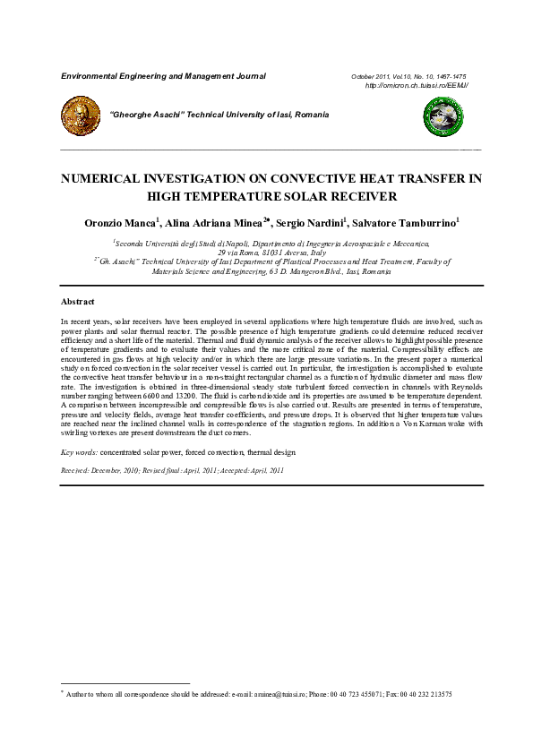 (PDF) Numerical Investigation on Convective Heat Transfer in High ...
