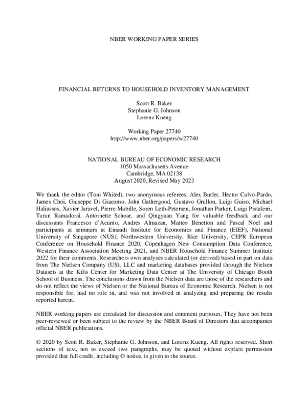 (PDF) Financial Returns to Household Inventory Management