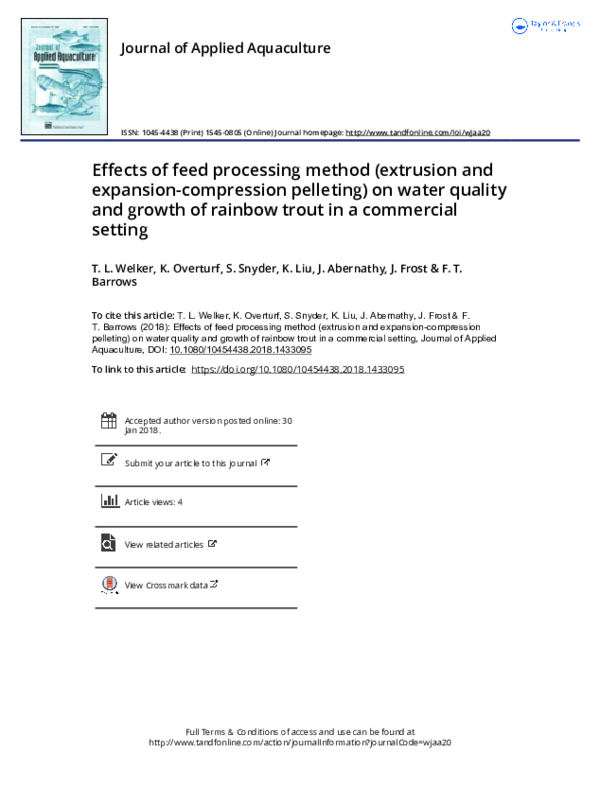 (PDF) Effects of feed processing method (extrusion and expansion ...