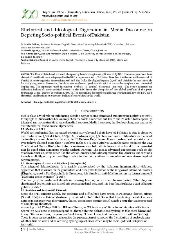 (PDF) Rhetorical and Ideological Digression in Media Discourse in ...