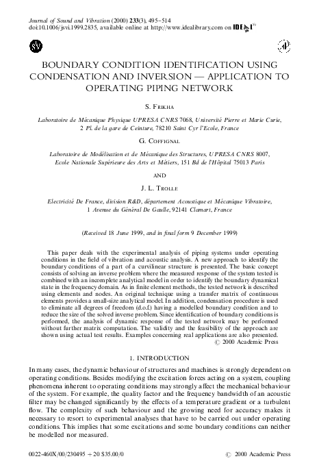 (PDF) Boundary Condition Identification Using Condensation and ...