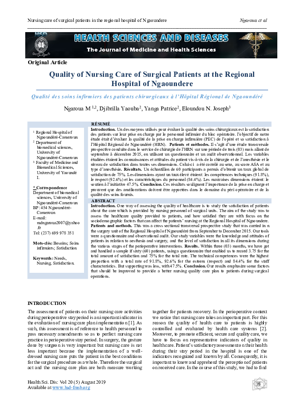(PDF) Quality of Nursing Care of Surgical Patients at the Regional ...