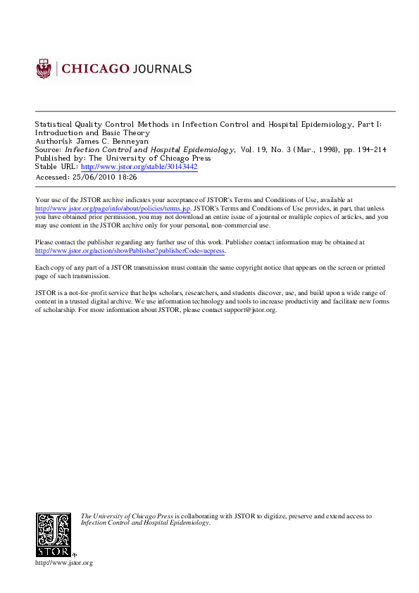 (PDF) Statistical Quality Control Methods in Infection Control and ...