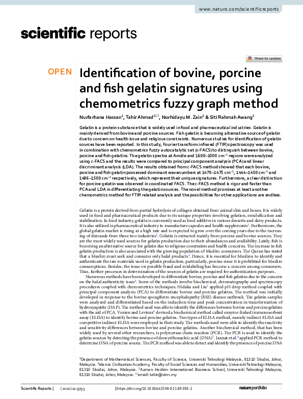 (PDF) Identification of bovine, porcine and fish gelatin signatures ...