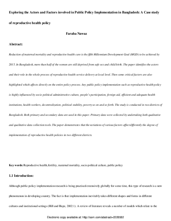 (PDF) Exploring the Actors and Factors Involved in Public Policy ...