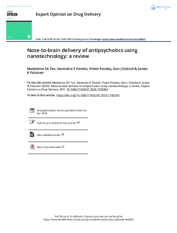 (PDF) Nose-to-brain delivery of antipsychotics using nanotechnology: a ...