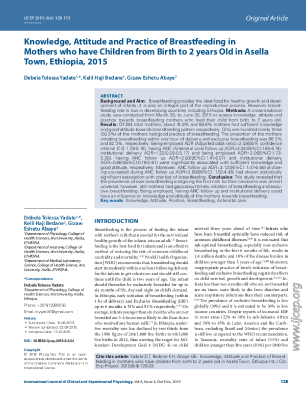 (PDF) Knowledge, Attitude and Practice of Breastfeeding in Mothers who ...