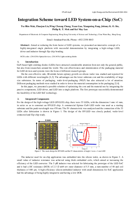(PDF) Integration Scheme toward LED System-on-a-Chip (SoC)