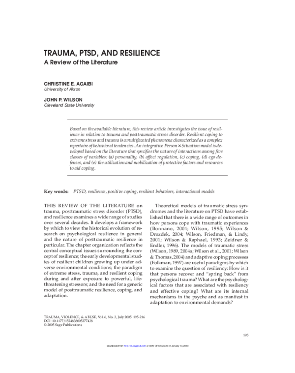 Pdf Trauma Ptsd And Resilience