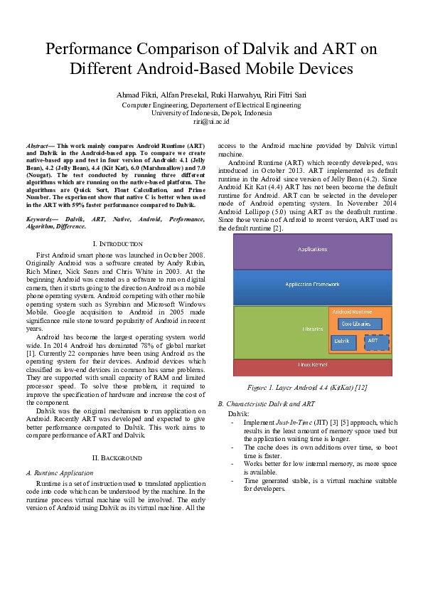 (PDF) Performance Comparison of Dalvik and ART on Different Android ...