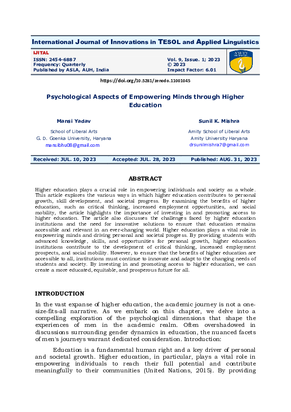 (PDF) International Journal of Innovations in TESOL and Applied Linguistics