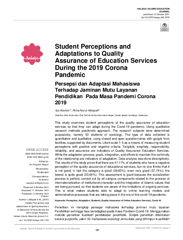 (PDF) Student Perceptions and Adaptations to Quality Assurance of ...