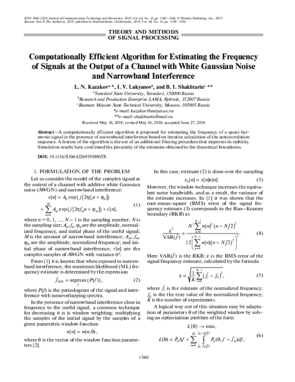 (PDF) Computationally efficient algorithm for the estimation of the ...