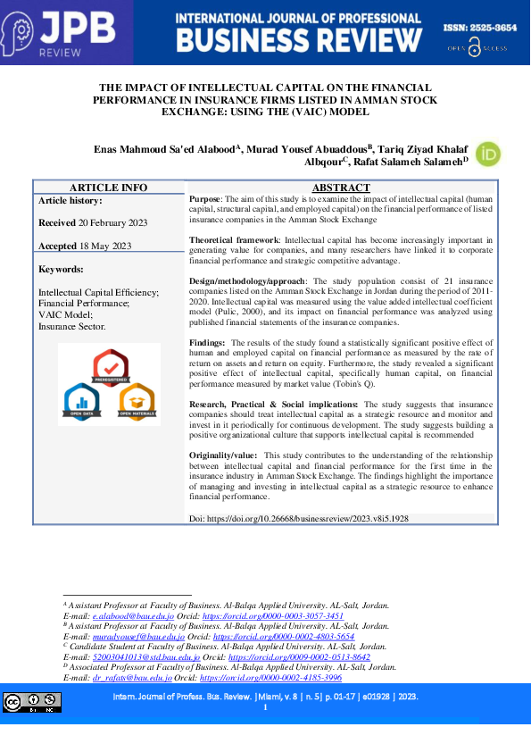 (PDF) The Impact of Intellectual Capital on the Financial Performance ...
