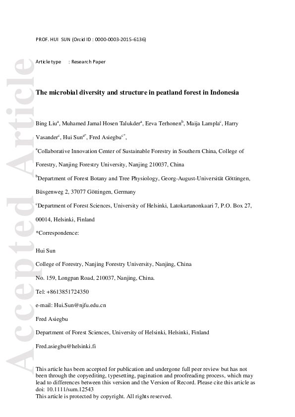 (PDF) The microbial diversity and structure in peatland forest in Indonesia