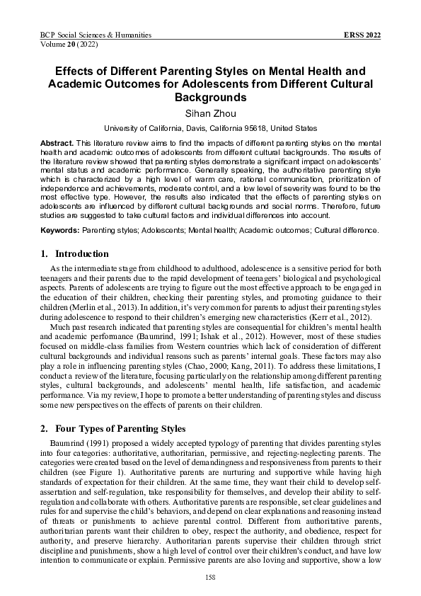 (PDF) Effects of Different Parenting Styles on Mental Health and ...