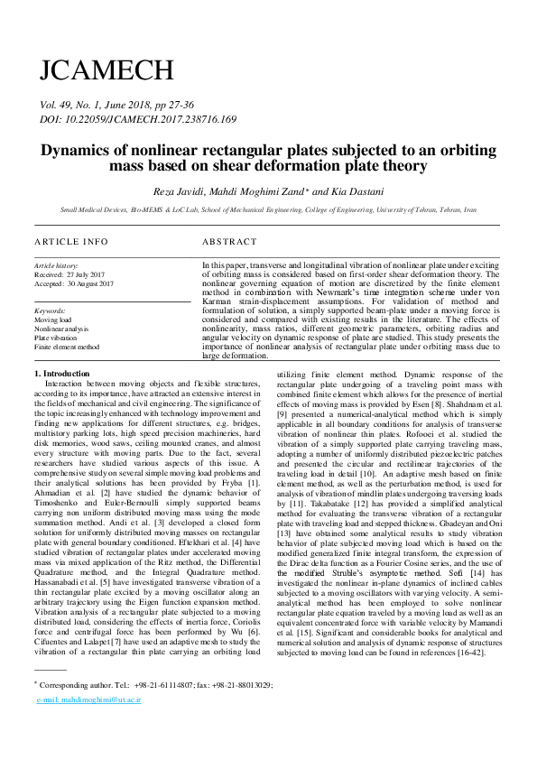 (PDF) Dynamics of nonlinear rectangular plates subjected to an orbiting ...