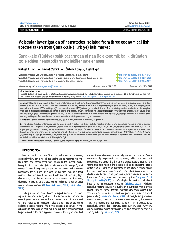 (PDF) Molecular investigation of nematodes isolated from three ...