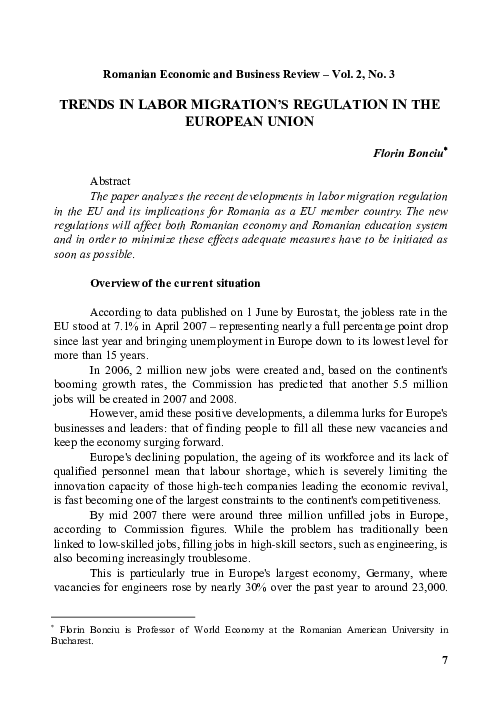 (PDF) Trends in labor migration’s regulation in the European Union