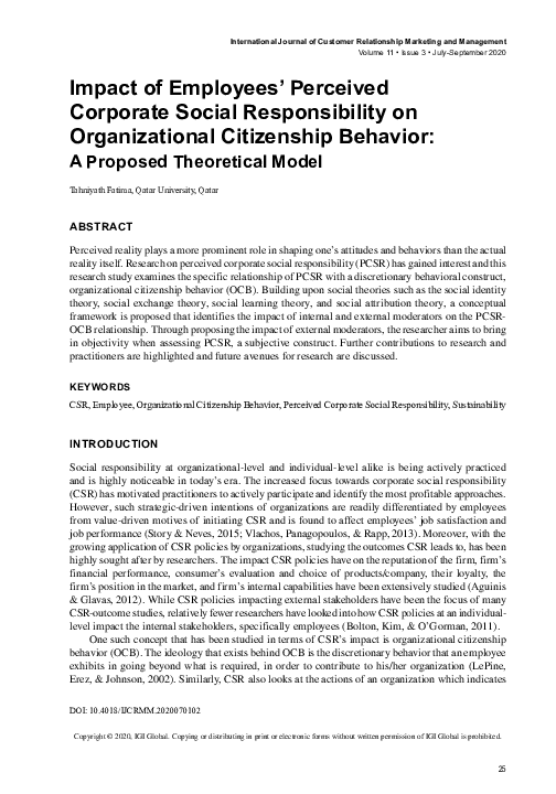 (PDF) Impact of Employees' Perceived Corporate Social Responsibility on ...