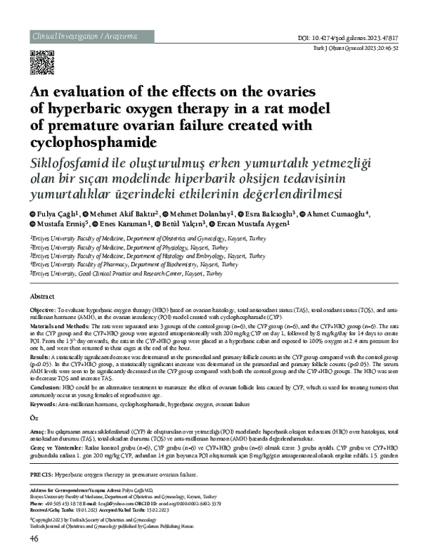 (PDF) An evaluation of the effects on the ovaries of hyperbaric oxygen ...