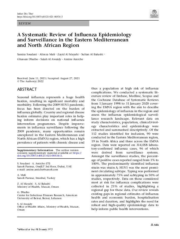 (PDF) A Systematic Review of Influenza Epidemiology and Surveillance in ...