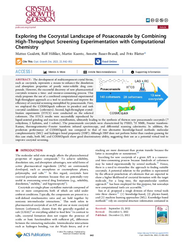 (PDF) Exploring the Cocrystal Landscape of Posaconazole by Combining ...