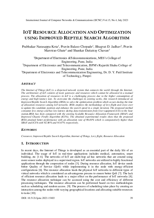 (PDF) IoT Resource Allocation and Optimization Using Improved Reptile ...