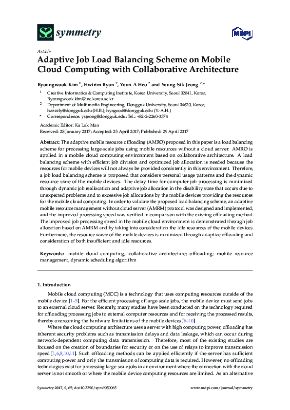 (PDF) Adaptive Job Load Balancing Scheme on Mobile Cloud Computing with ...