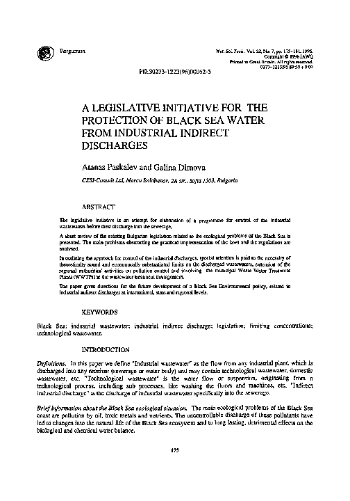 (PDF) A Legislative initiative for the protection of black sea water ...