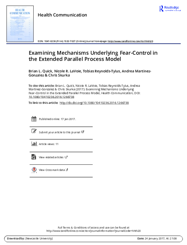 (PDF) Examining Mechanisms Underlying Fear-Control in the Extended ...