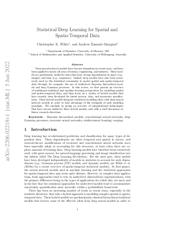 (PDF) Statistical Deep Learning for Spatial and Spatio-Temporal Data