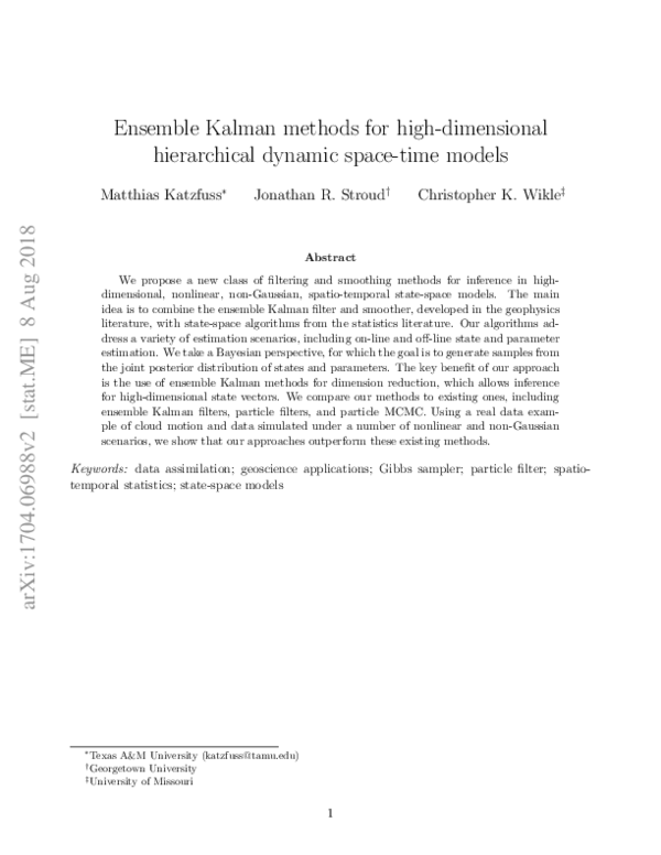 (PDF) Ensemble Kalman Methods for High-Dimensional Hierarchical Dynamic ...