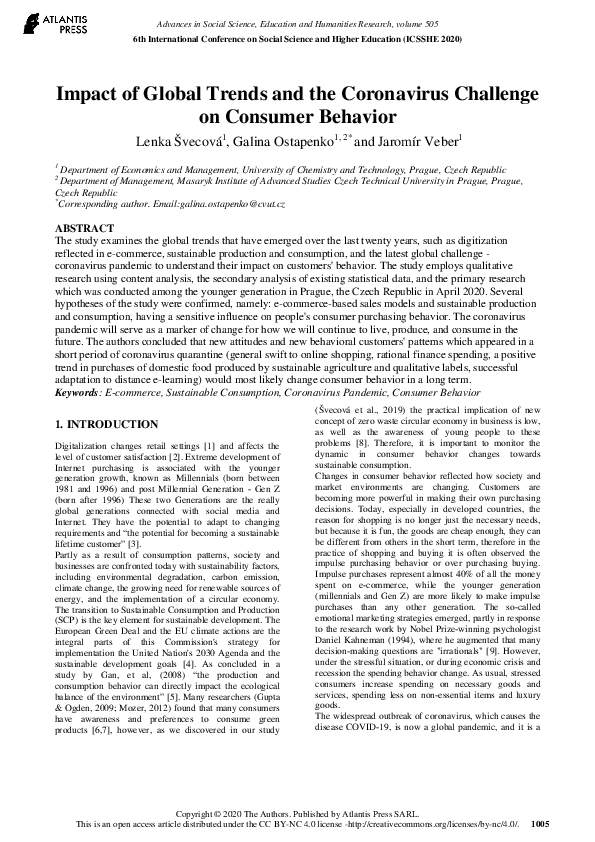 (PDF) Impact of Global Trends and the Coronavirus Challenge on Consumer ...