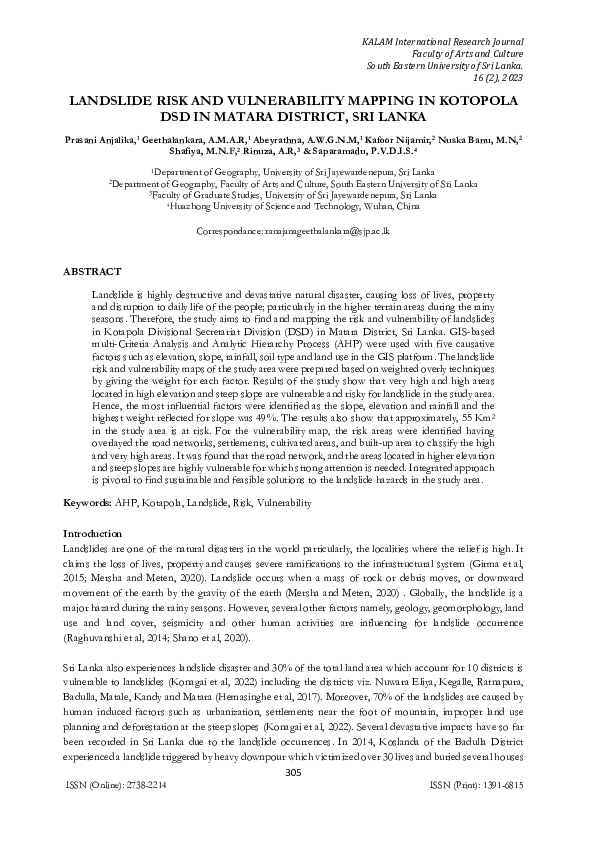 Pdf Landslide Risk And Vulnerability Mapping In Kotopola Dsd In