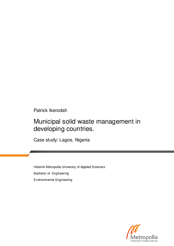 (PDF) Municipal waste management in developing countries