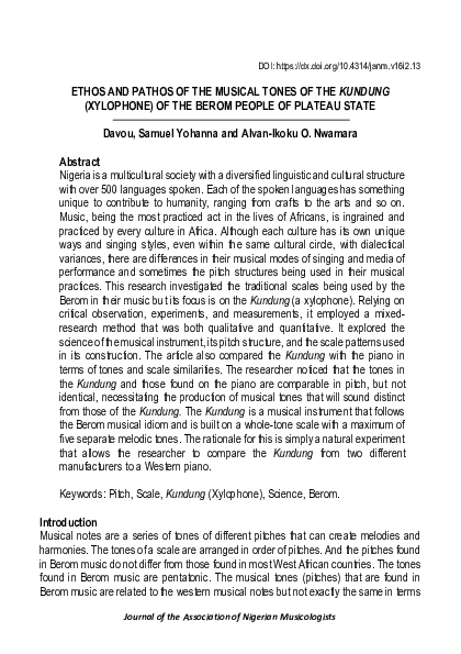 (PDF) ETHOS AND PATHOS OF THE MUSICAL TONES OF THE KUNDUNG (XYLOPHONE ...
