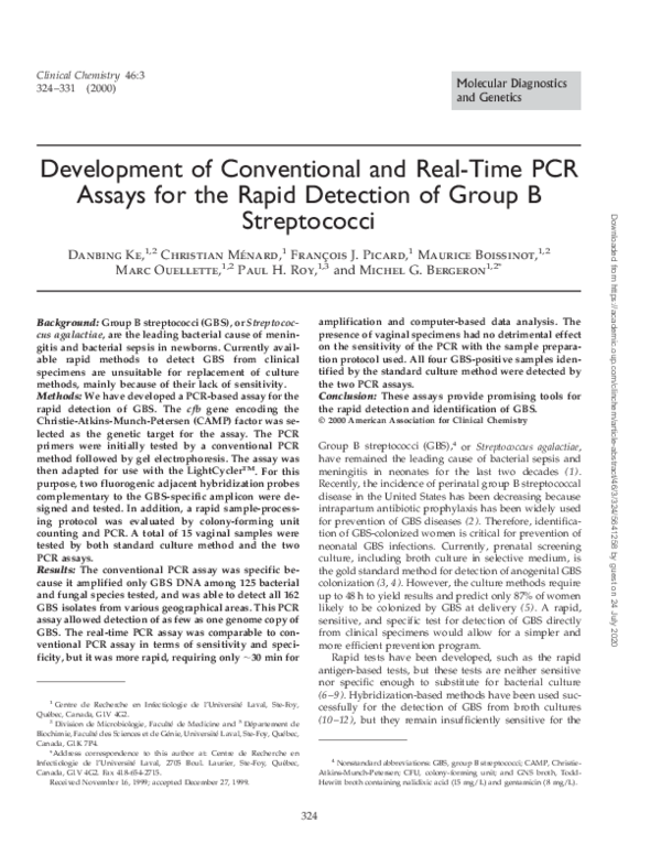 (PDF) Development of Conventional and Real-Time PCR Assays for the ...
