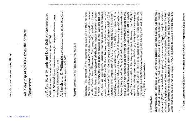 (PDF) An X-ray map of SN 1006 from the Einstein Observatory