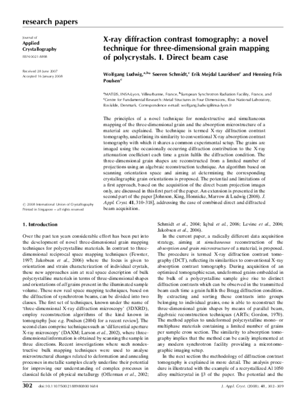 (PDF) X-ray diffraction contrast tomography: a novel technique for ...