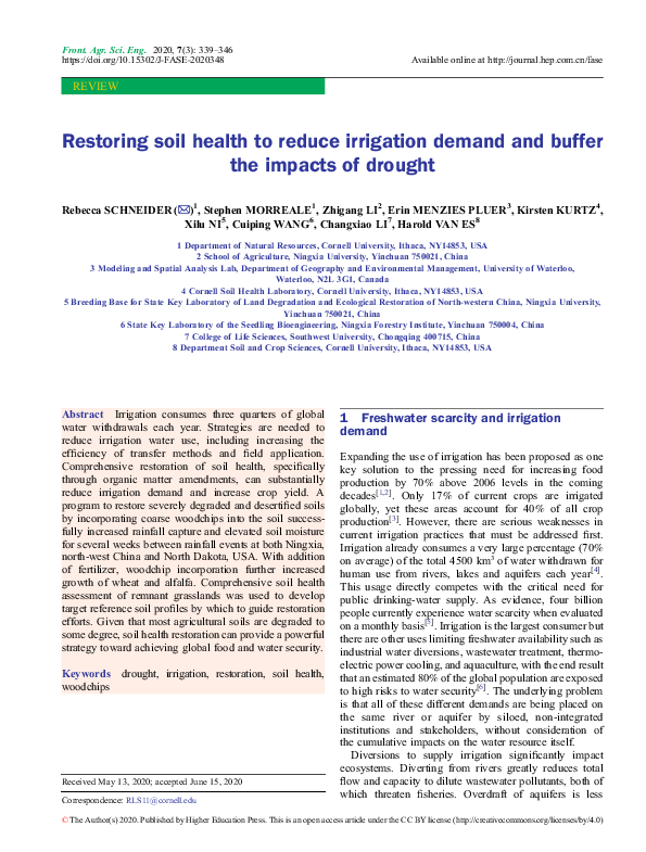 (PDF) Restoring soil health to reduce irrigation demand and buffer the ...
